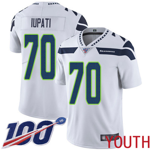 Seattle Seahawks Limited White Youth Mike Iupati Road Jersey NFL Football 70 100th Season Vapor Untouchable